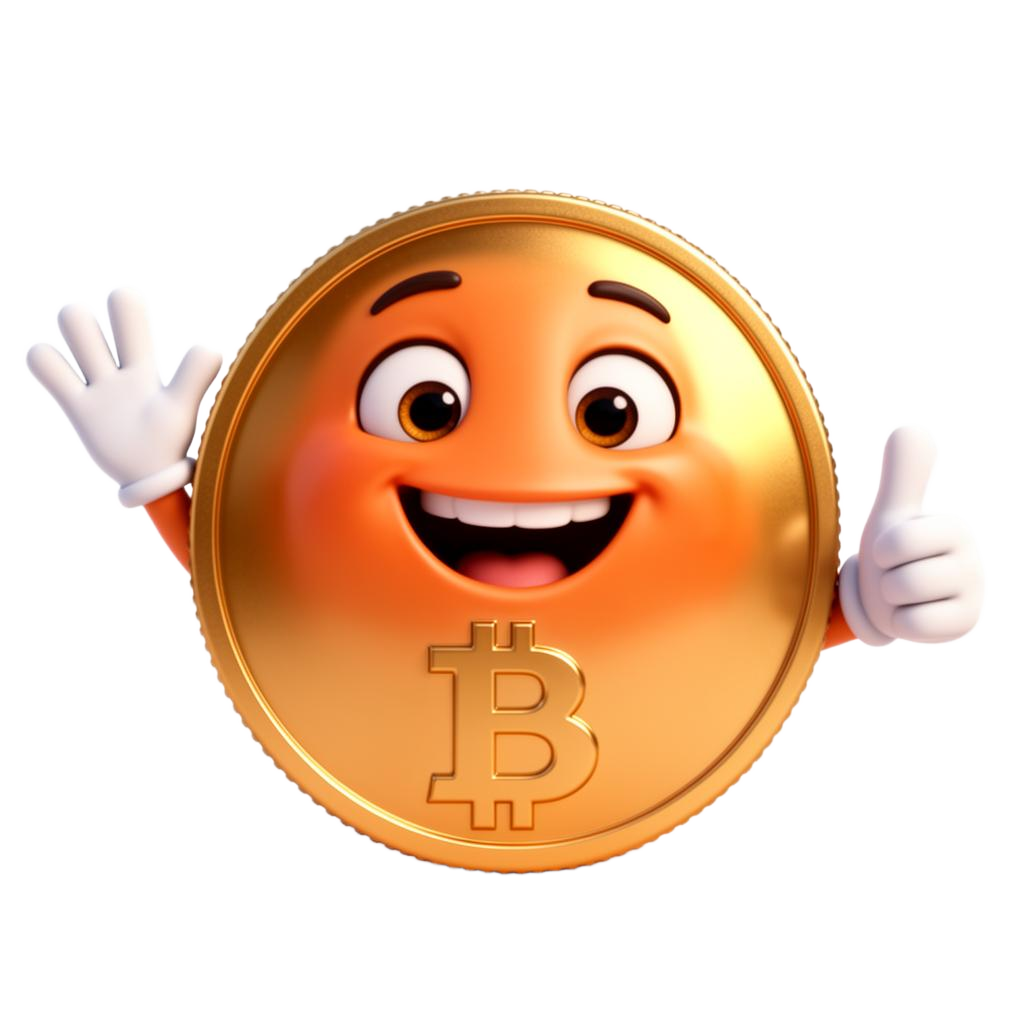Bitcoin mascot waving